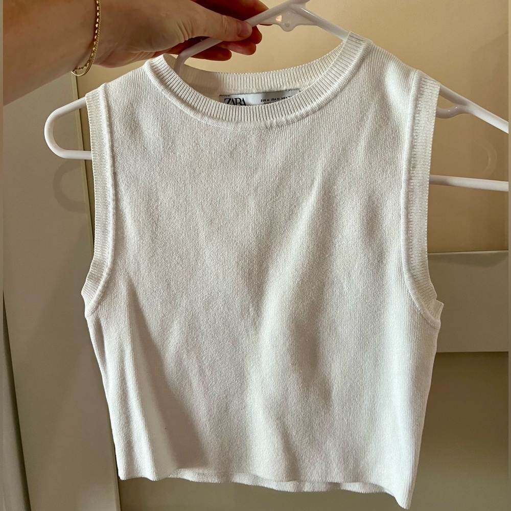 Zara white crop top